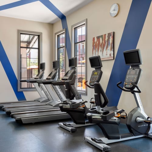 Well-equipped onsite fitness center at Town Commons in Gilbert, Arizona
