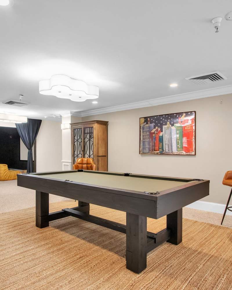 Pool table in game room at Vivo Living Summerville in Summerville, South Carolina