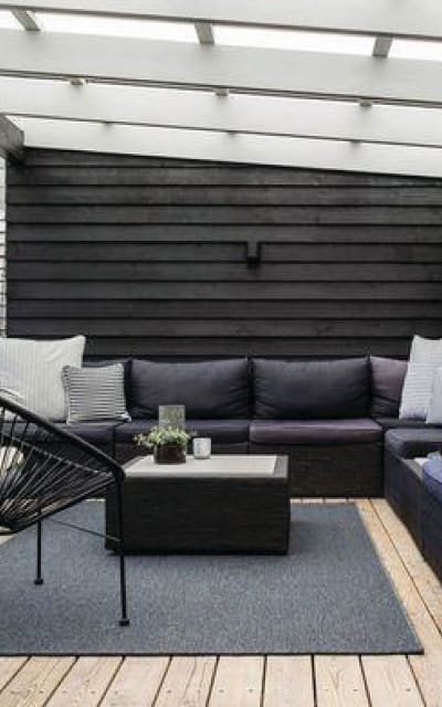 Outdoor seating space at Solana Stapleton Apartments's fitness center in Denver, Colorado
