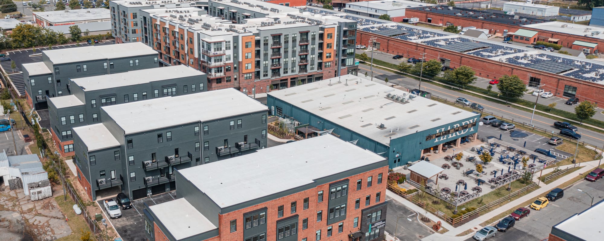 Aerial shot at The Westbrook at Brewers Row in Richmond, Virginia