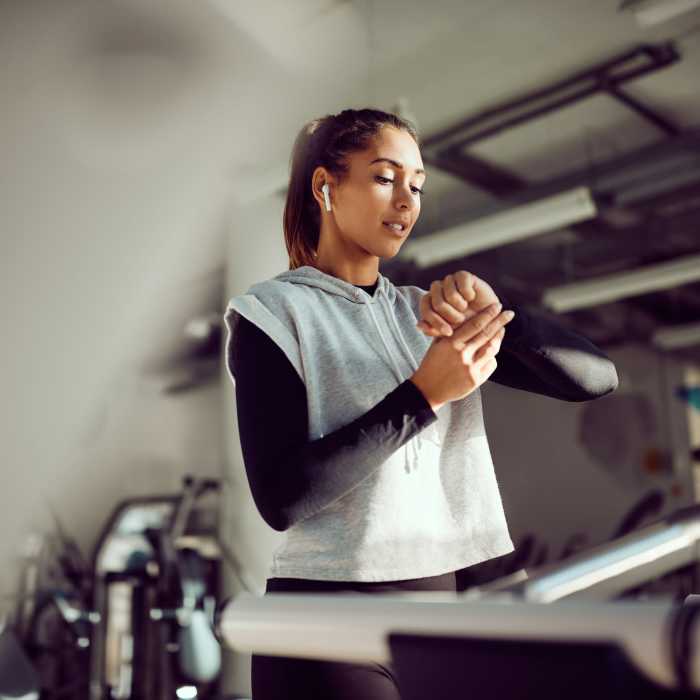 Resident at the fitness center at The Carlton at Greenbrier, Chesapeake, Virginia