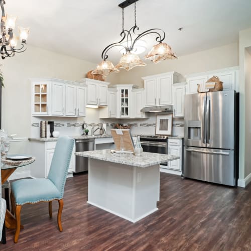A resident kitchen at Celebration Village Acworth in Acworth, Georgia