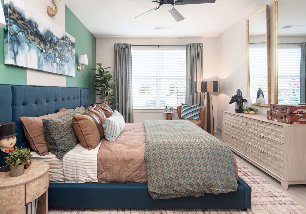 Modern and spacious bedroom at Cypress Point in Mooresville, North Carolina.