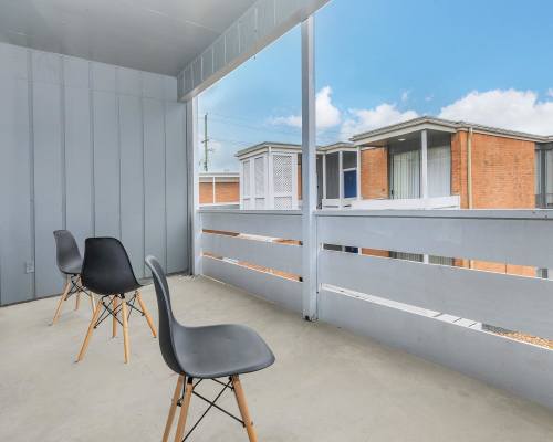 Private balcony at Bay House in Houston, Texas