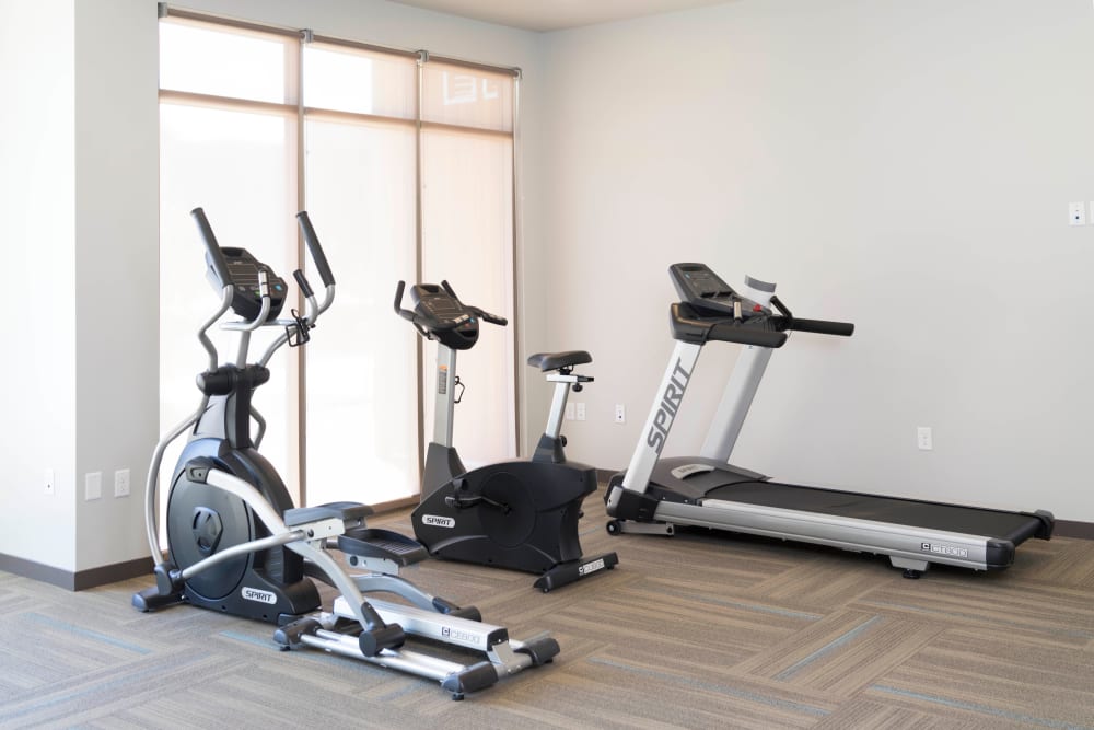 Beautiful fitness center at Garden Court Apartments Yale Station in Denver, Colorado