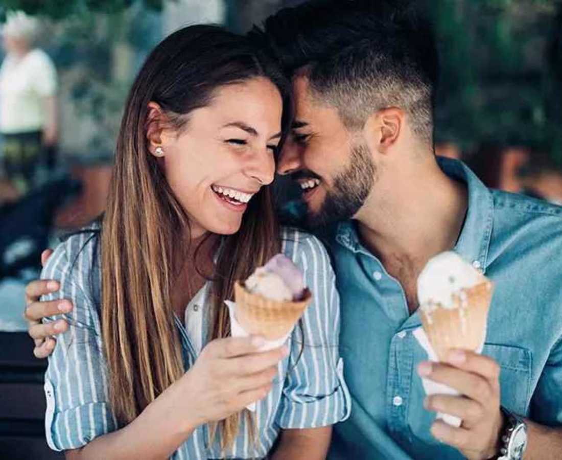 Resident couple having icecream near Polo Run Apartments in Stockton, California