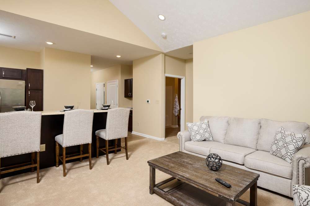 Memory care apartment living room at Legacy Living Defiance in Defiance, Ohio