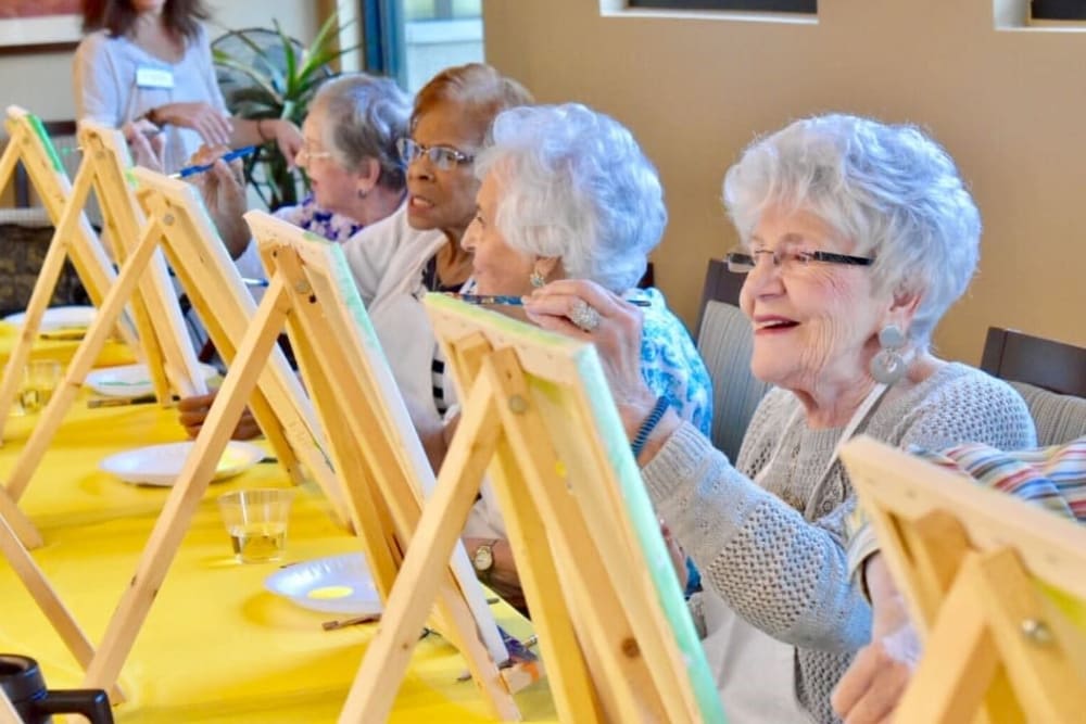Paint and sip at Windsor Senior Living in Dallas, Texas