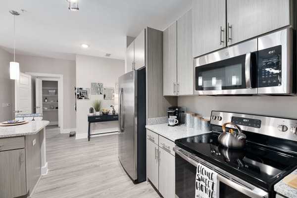 Model apartment kitchen at The Lively Indigo Run in Ladson, South Carolina