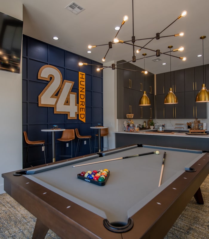 Clubhouse pool table at 24Hundred Apartments in Oklahoma City, Oklahoma