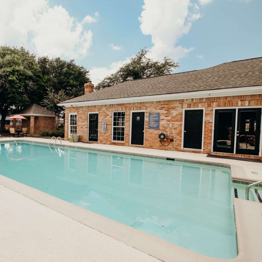 Clubhouse with easy access to swimming pool at Tapestry on Vaughn in Montgomery, Alabama