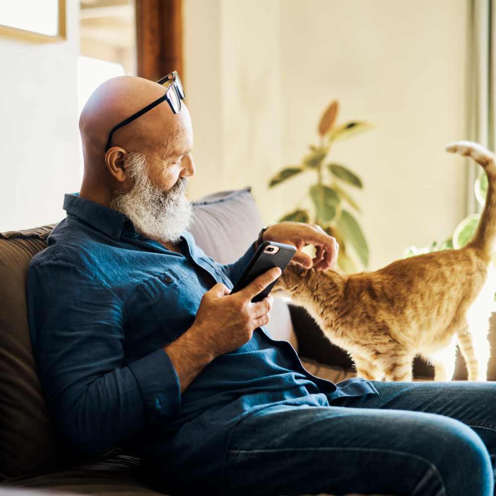 Resident with their pet cat at Journet Place in Port Richey, Florida