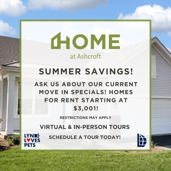 Specials at Home at Ashcroft in Oswego, Illinois