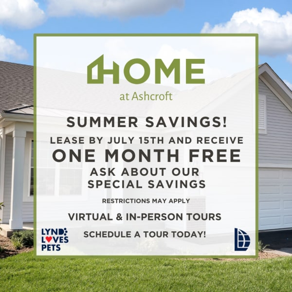 Specials at Home at Ashcroft in Oswego, Illinois