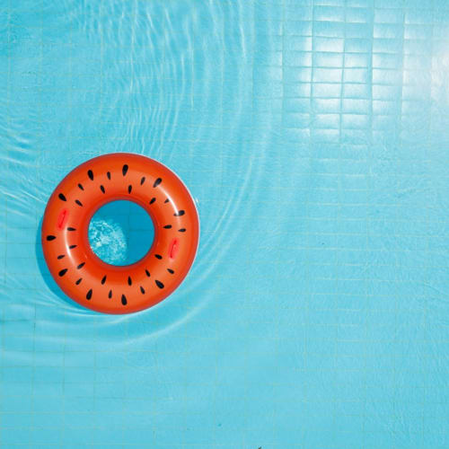 An inner tube floating in a pool at Lovell Cove in Patuxent River, Maryland