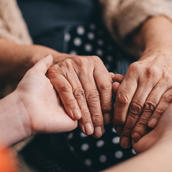 Holding hands at Tampa Gardens Senior Living in Tampa, Florida.