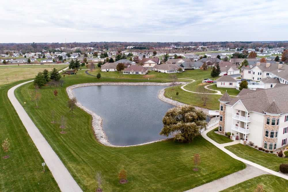 Aerial view of pond at Waterford Crossing