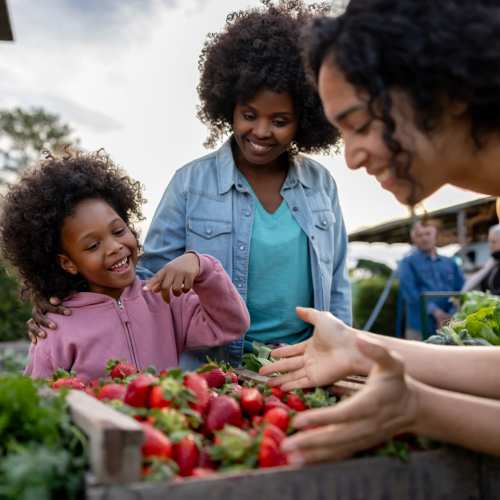 Residents buying fresh fruits near Muse Milford in Milford, Connecticut