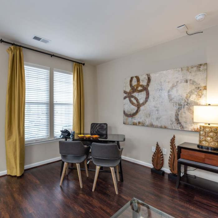 Wood-style flooring in an apartment at Commons on Potomac Square, Sterling, Virginia