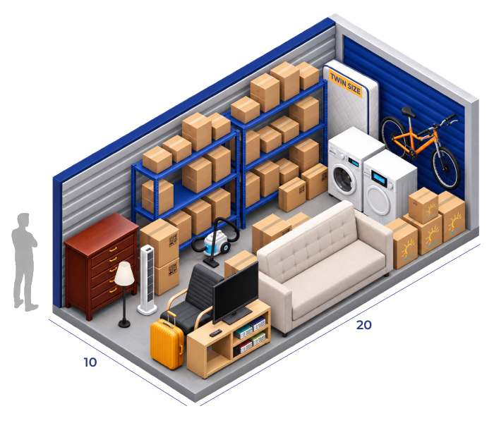 10 x 20 unit diagram for Roseville Self Storage in Roseville, CA