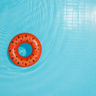 An inner tube floating in the pool at Columbia Colony in Patuxent River, Maryland