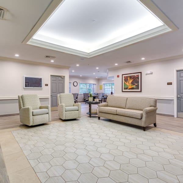 Sitting area at Pacifica Senior Living Belleair in Clearwater, Florida. 