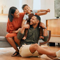 A happy family at Stonebridge at the Ranch Apartments in Little Rock, Arkansas