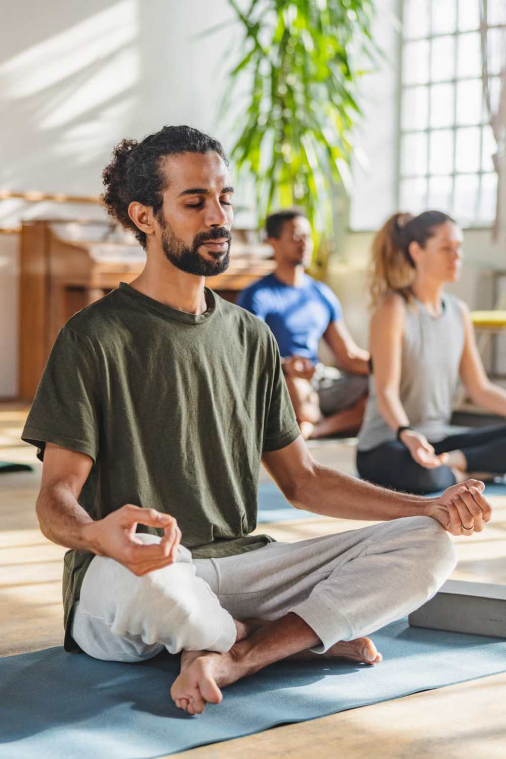 Residents doing yoga near The Annex at Bridgeton in Portland, Oregon