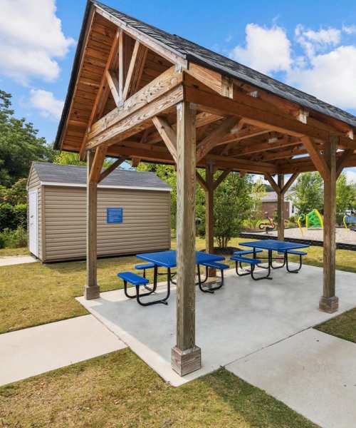 A picnic area at Old Firetower Place in Greenville, North Carolina