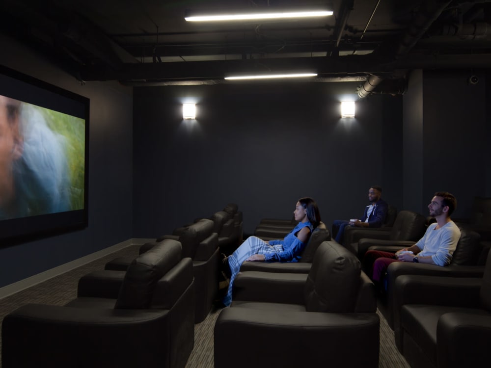 Onsite movie theater at HERE Champaign in Champaign, Illinois