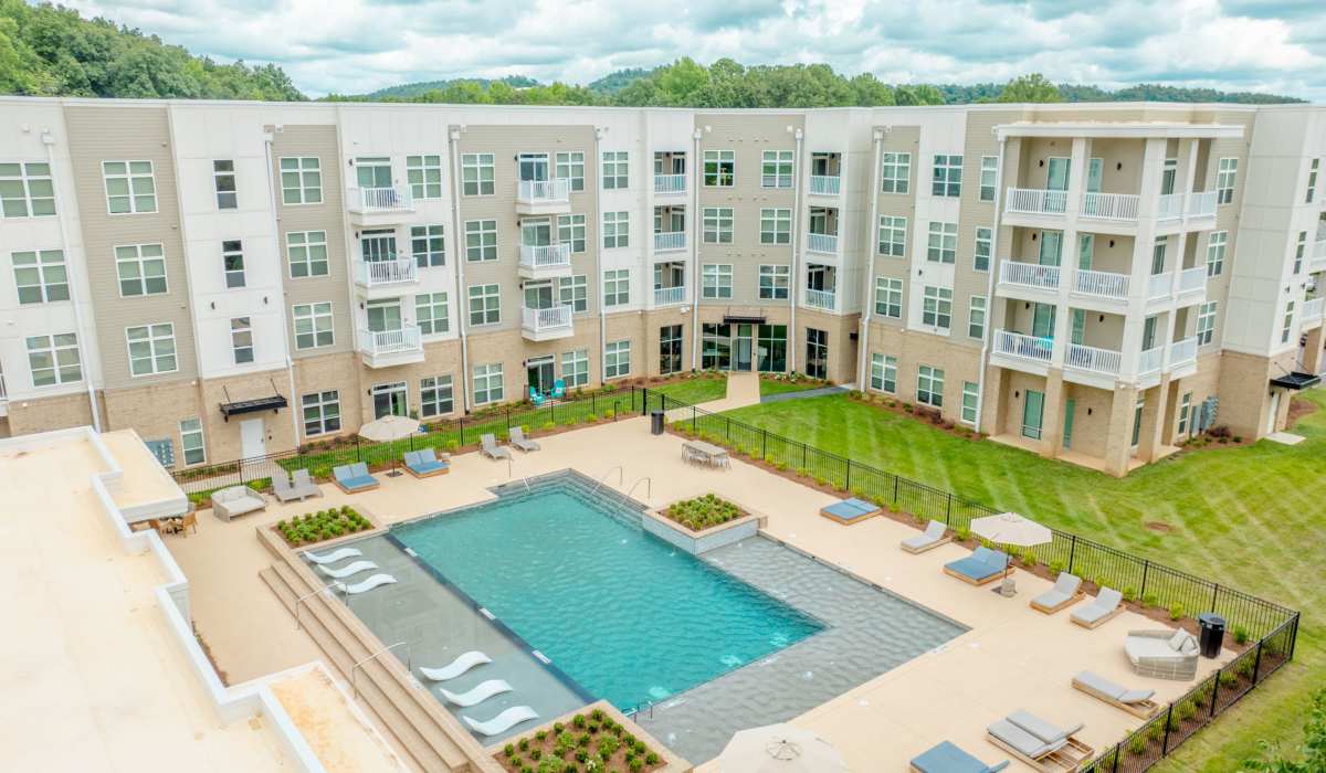 Pool area at Lofts at Hamilton in Dalton, Georgia 