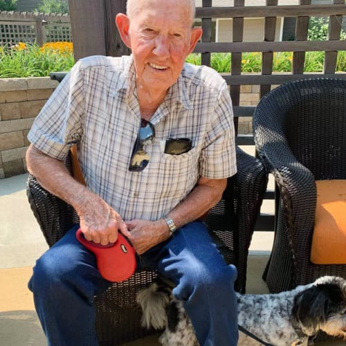 A furry friend at The Oxford Grand Assisted Living & Memory Care in Kansas City, Missouri