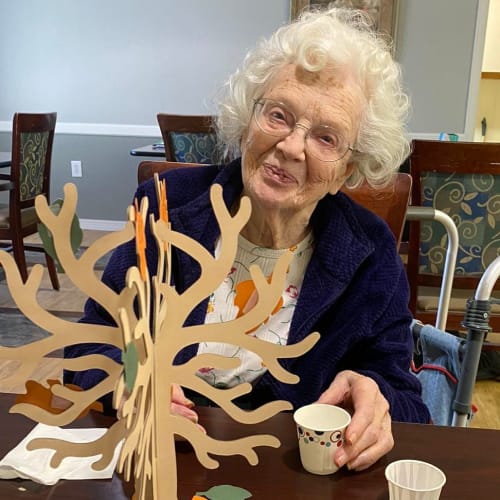 A resident crafting at {location_name}} in Wahoo, Nebraska