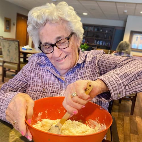 Happy resident at The Oxford Grand Assisted Living & Memory Care in Wichita, Kansas