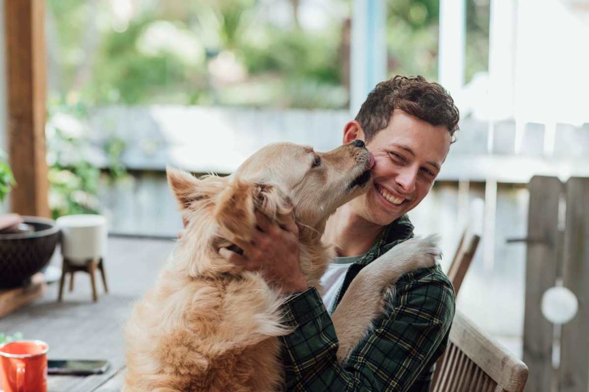 Resident with their pet dog at Casa Quintana in Freeport, Texas