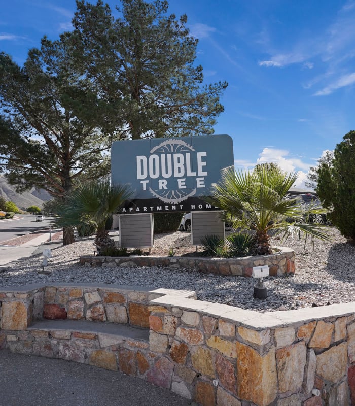 Front entrance to Double Tree Apartments in El Paso, Texas