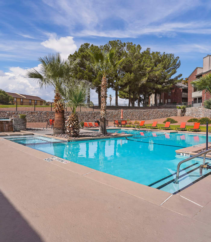 Large swimming pool at High Ridge Apartments in El Paso, Texas