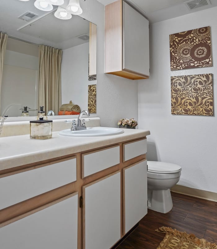 Bathroom with tile flooring at The Patriot Apartments in El Paso, Texas