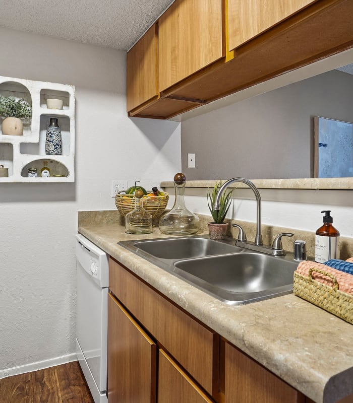 Kitchen with granite countertops at Shadow Ridge Apartments in El Paso, Texas