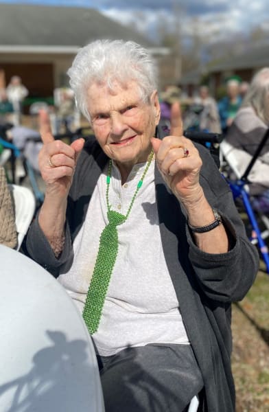 Residents and team members loved their outdoor St. Patrick's Day party!