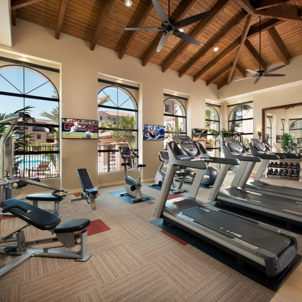 Well-equipped fitness center at San Paseo in Phoenix, Arizona