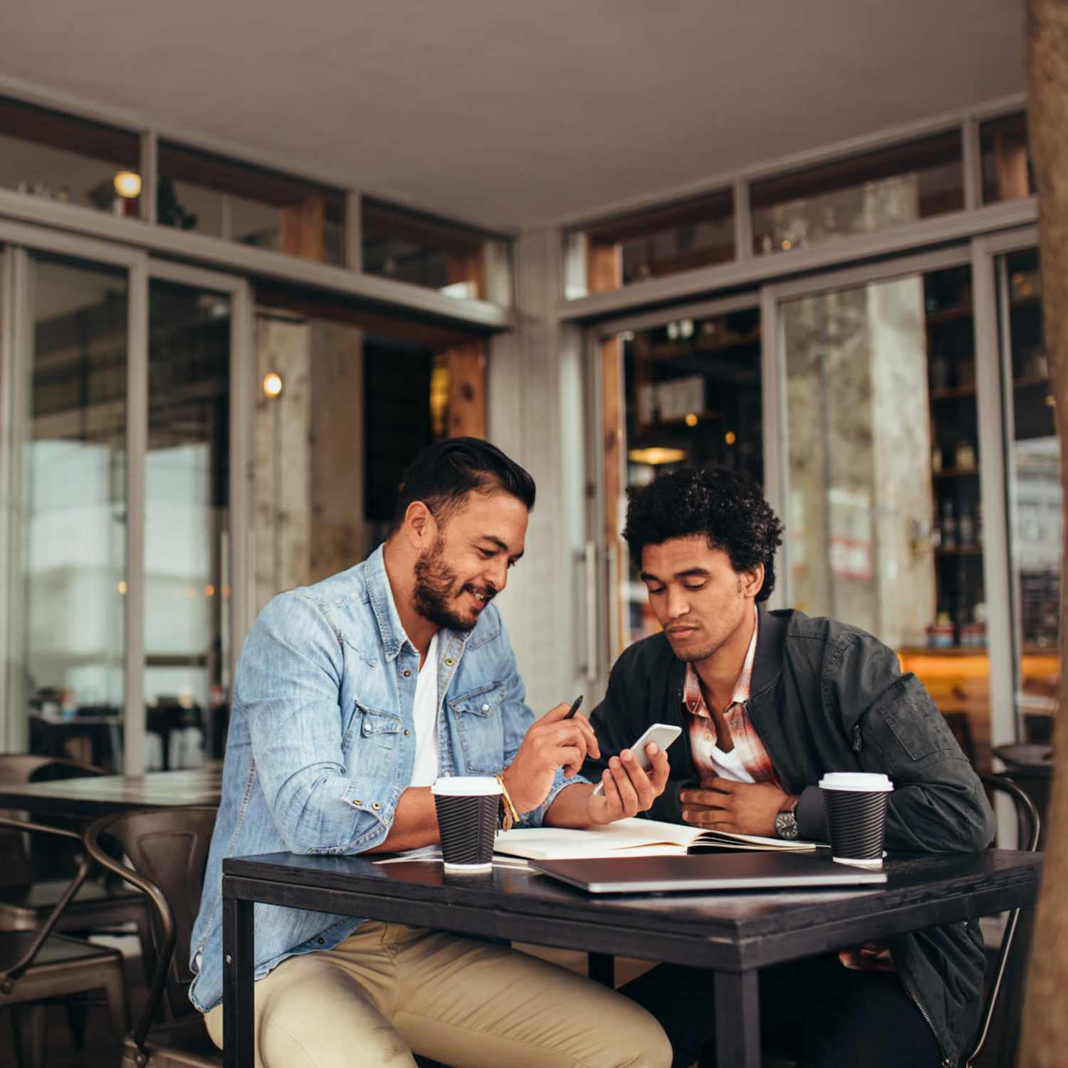 Residents in the coffee shop near Coffee Creek Apartments in Edmond, Oklahoma
