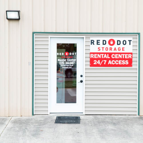 Entrance to the office at Red Dot Storage in Denham Springs, Louisiana