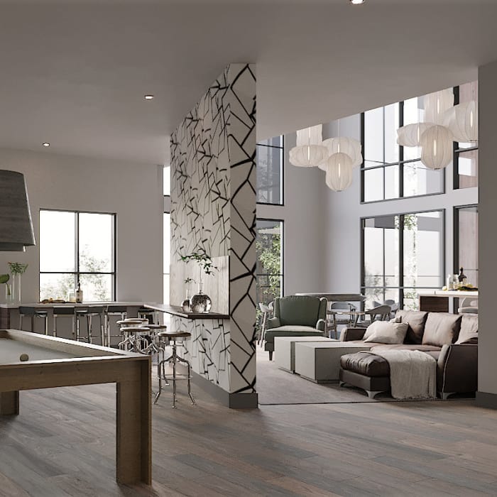 Lobby with comfortable seating and high ceilings at The District at Scottsdale in Scottsdale, Arizona