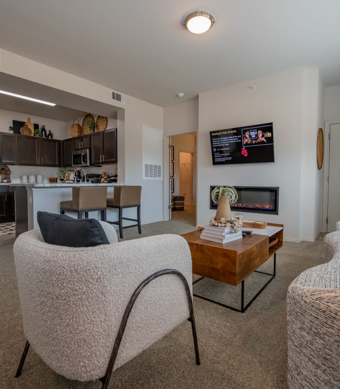 Spacious living room at 24Hundred Apartments in Oklahoma City, Oklahoma