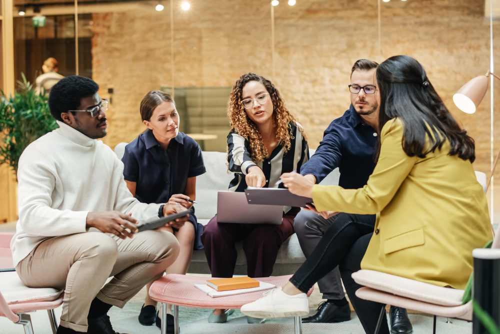 Office users collaborating in our spaces at Workhouse at Union Terminal in Jacksonville, Florida