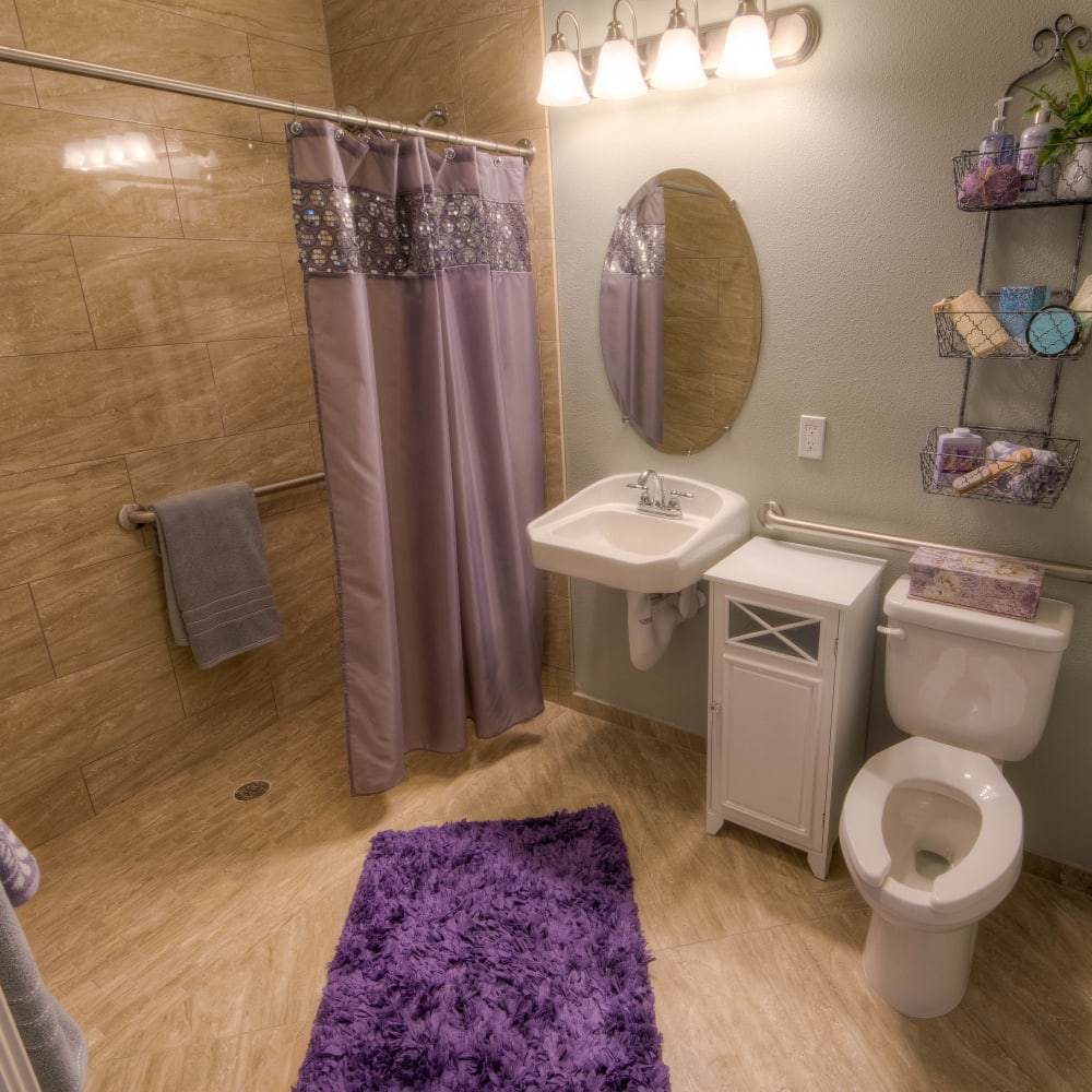 Memory care bathroom at Inspired Living Sarasota in Sarasota, Florida