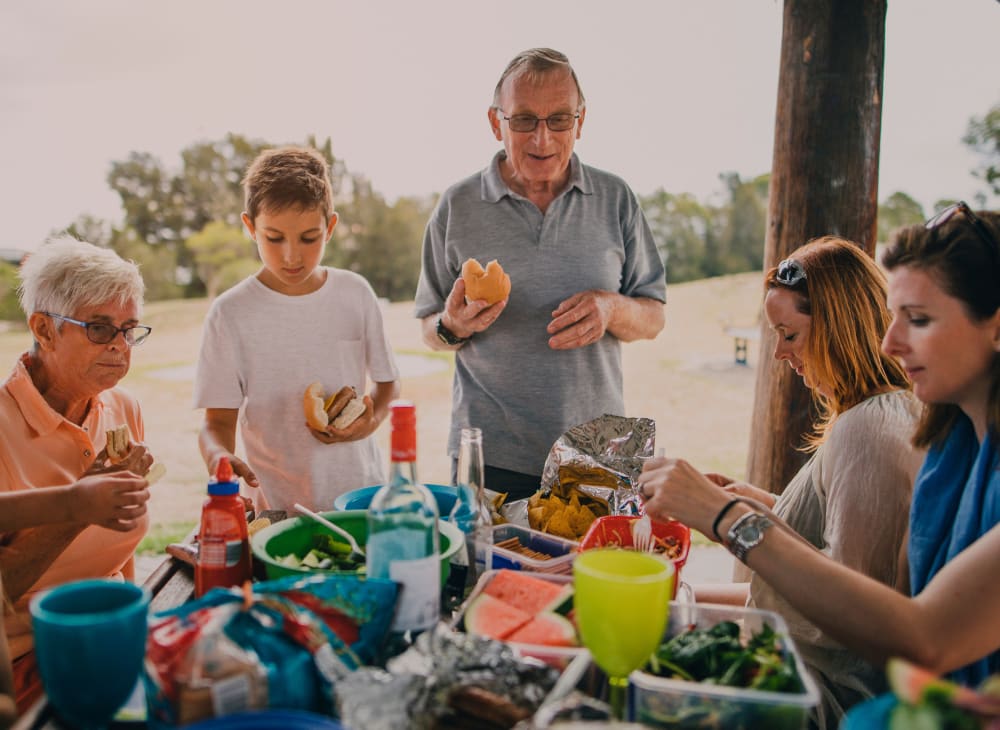 residents gathering outside for lunch Park Summit in San Diego, California