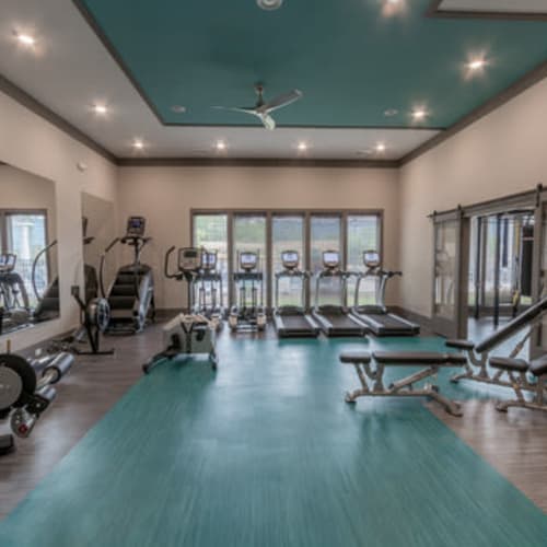 Cardio and weight lifting equipment in the fitness center at Mosby Poinsett in Greenville, South Carolina