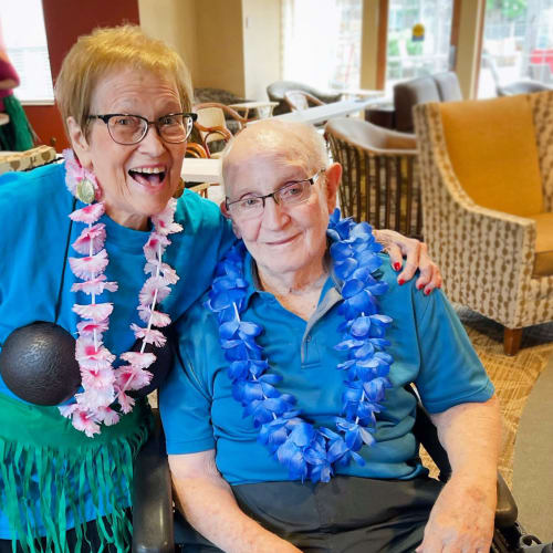 Resident couple showing off at The Oxford Grand Assisted Living & Memory Care in Wichita, Kansas